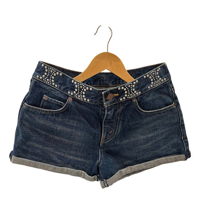 Used CÉLINE Denim Used CÉLINE Cotton Triomphe Studded Denim Skirt Clothes Dark Blue