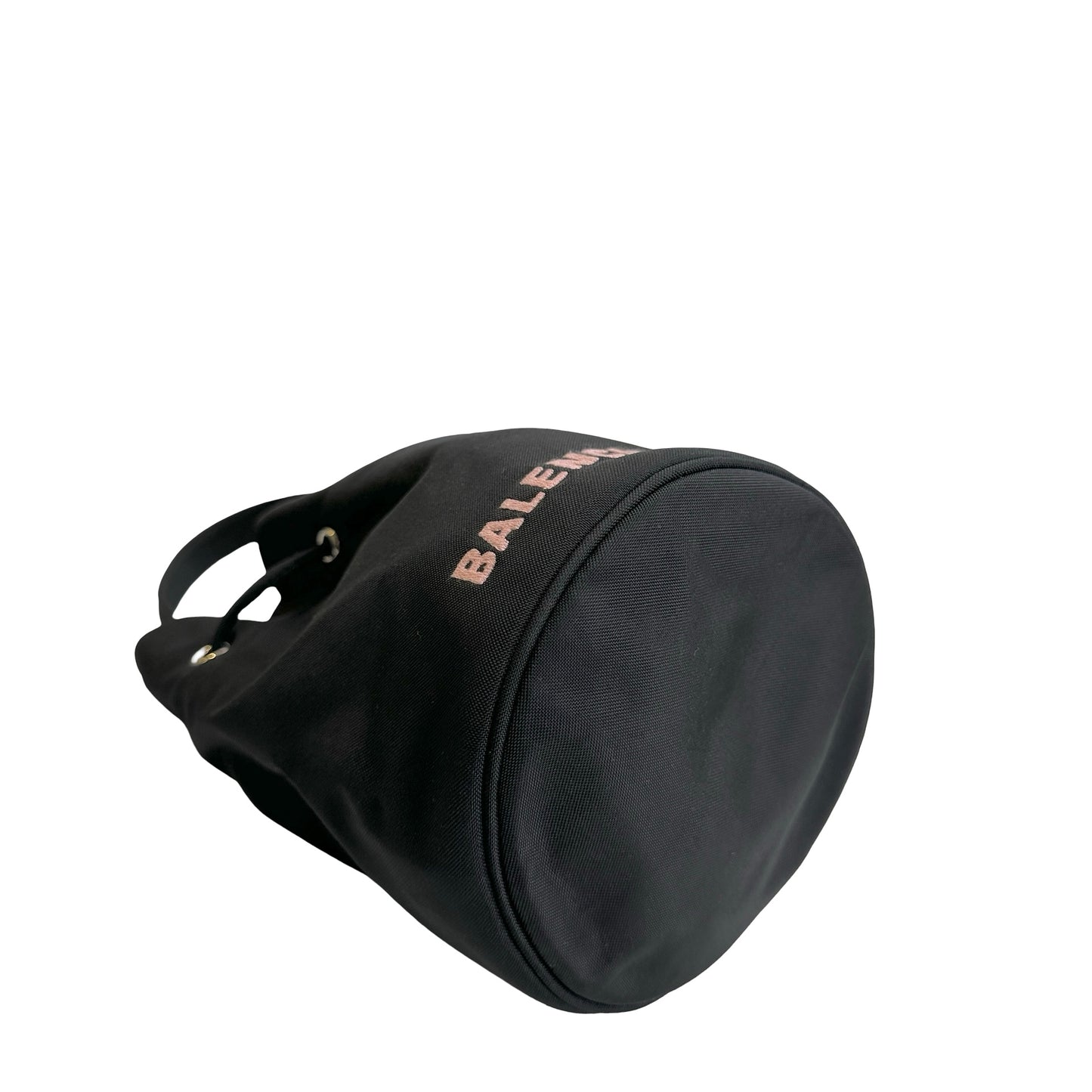Used BALENCIAGA Logo Wheel Drawstring Bag Black Pink