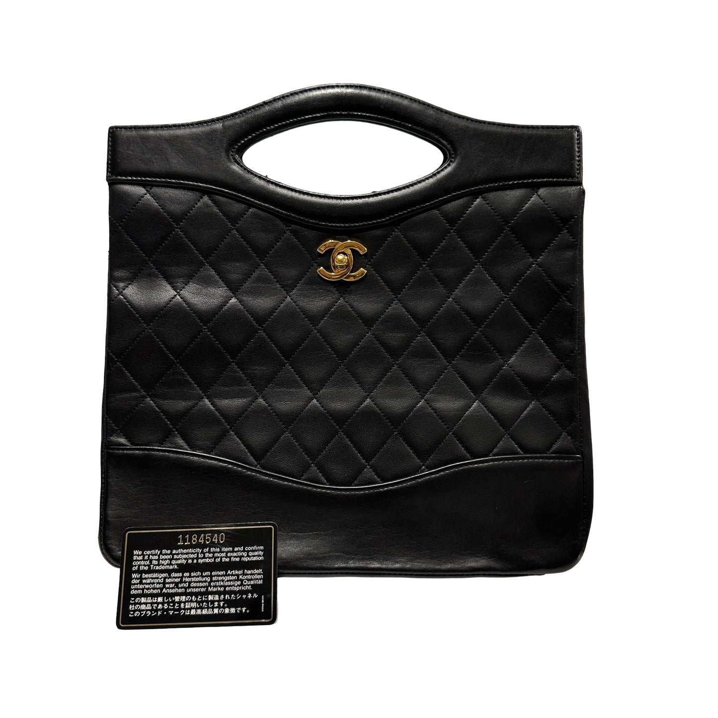 Used CHANEL Calfskin Leather Vintage 31 Handbag Black GHW