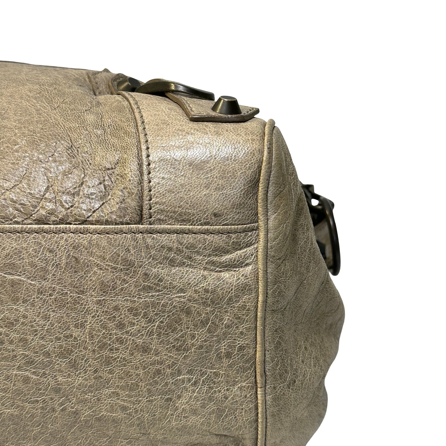 Used BALENCIAGA Leather Hardware City Bag Handbag Grey