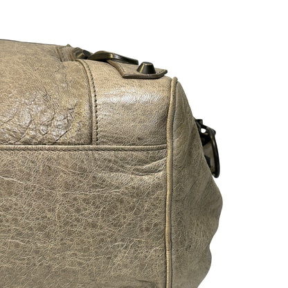 Used BALENCIAGA Leather Hardware City Bag Handbag Grey