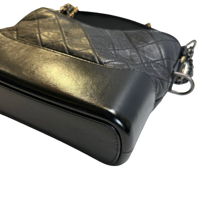 Used CHANEL Quilted Calfskin Gabrielle Hobo Shoulder Bag Black