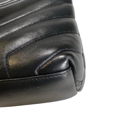 Used YVES SAINT LAURENT Lambskin Loulou Shoulder Bag Black GHW