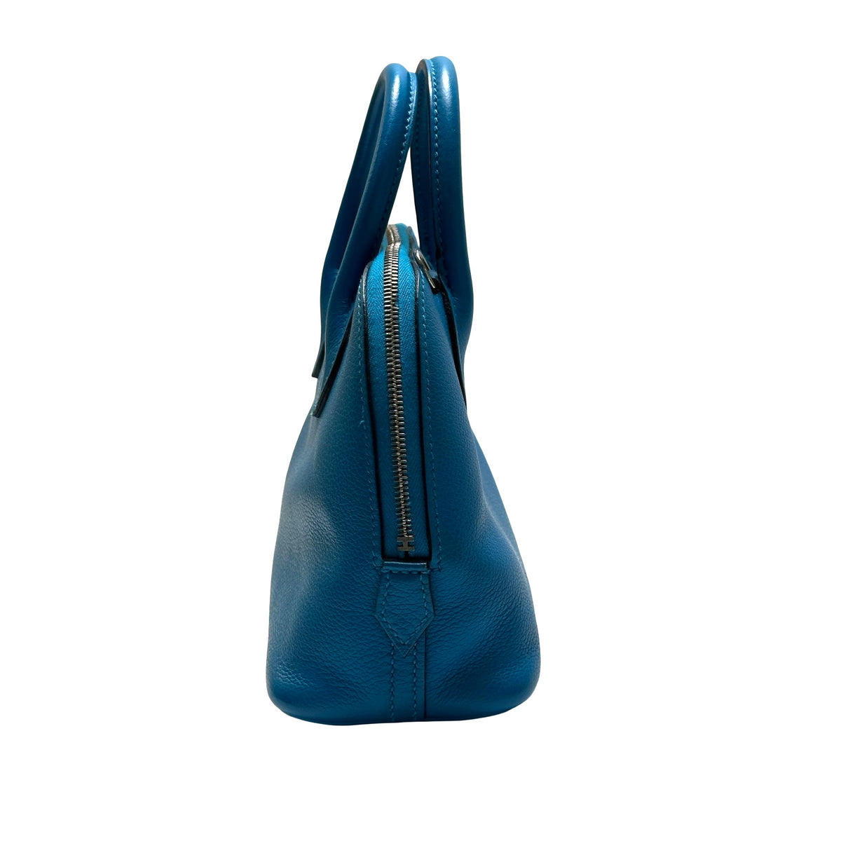 Used HERMES Leather Bolide Mini Handbag Blue
