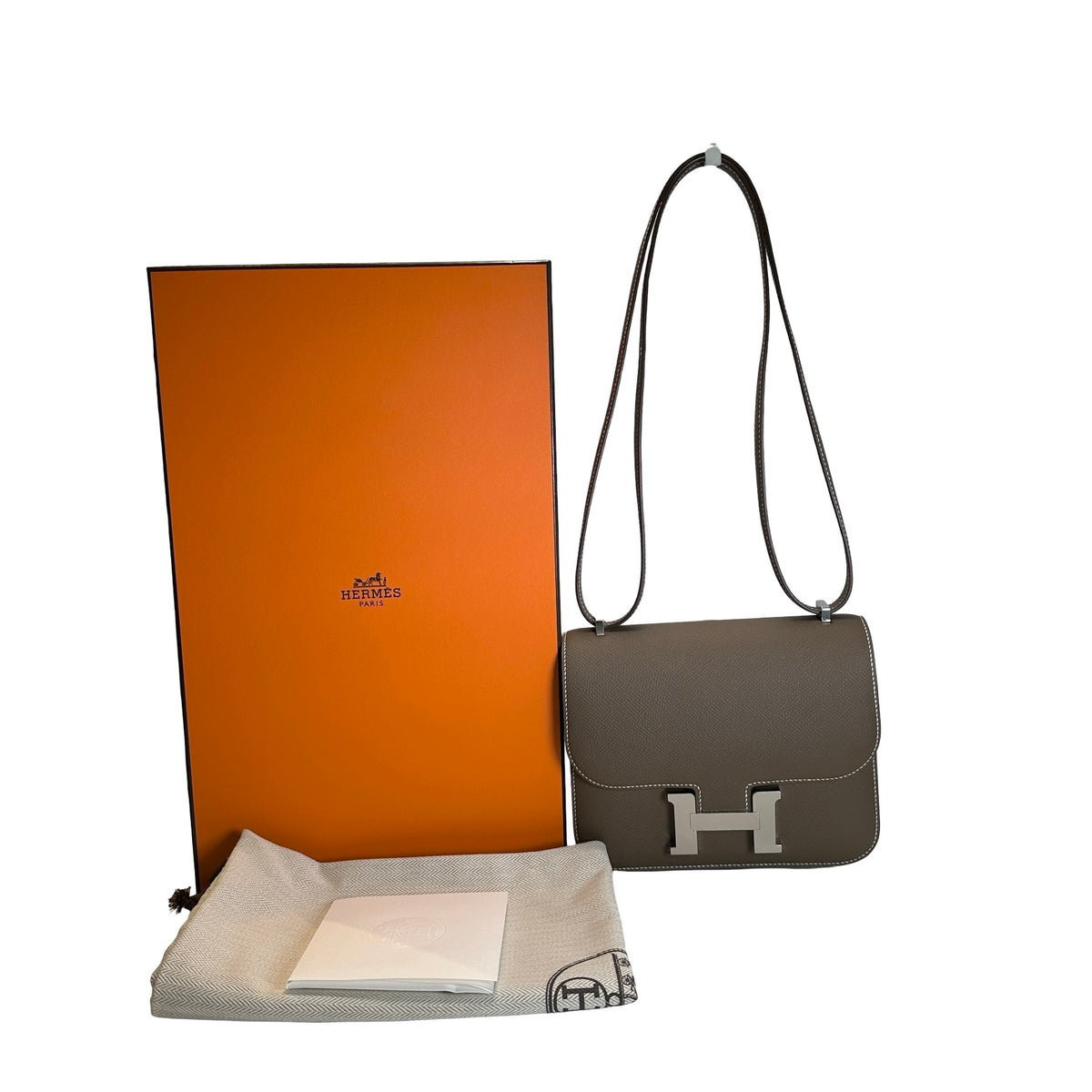 Brand New HERMES Epsom Mini Constance Shoulder Bag Etoupe PHW