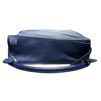Used LOEWE Calfskin Leather Puzzle Crossbody Bag Navy Blue PHW