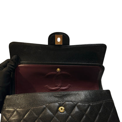 Used CHANEL Calfskin CF 25 Chain Shoulder Bag Black GHW