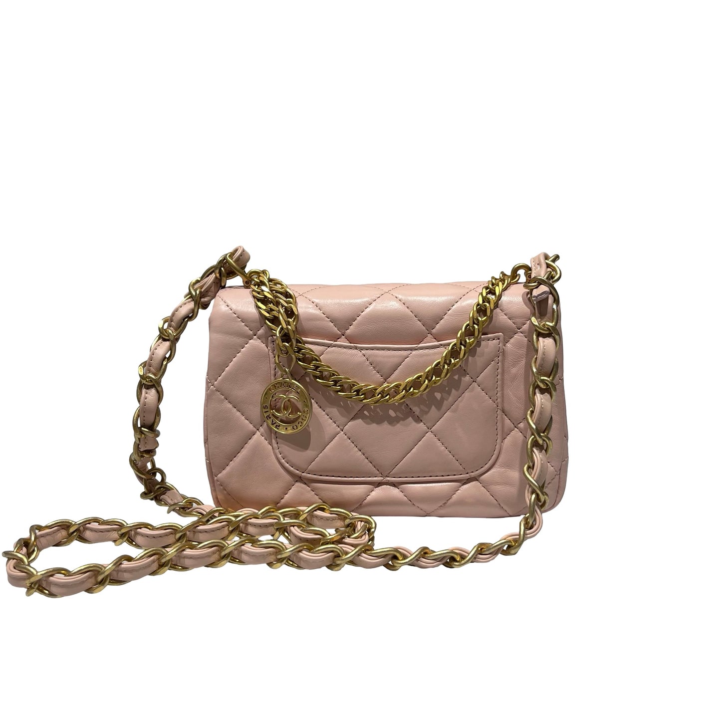 Unused CHANEL Flap Cross Body Bag Pink GHW