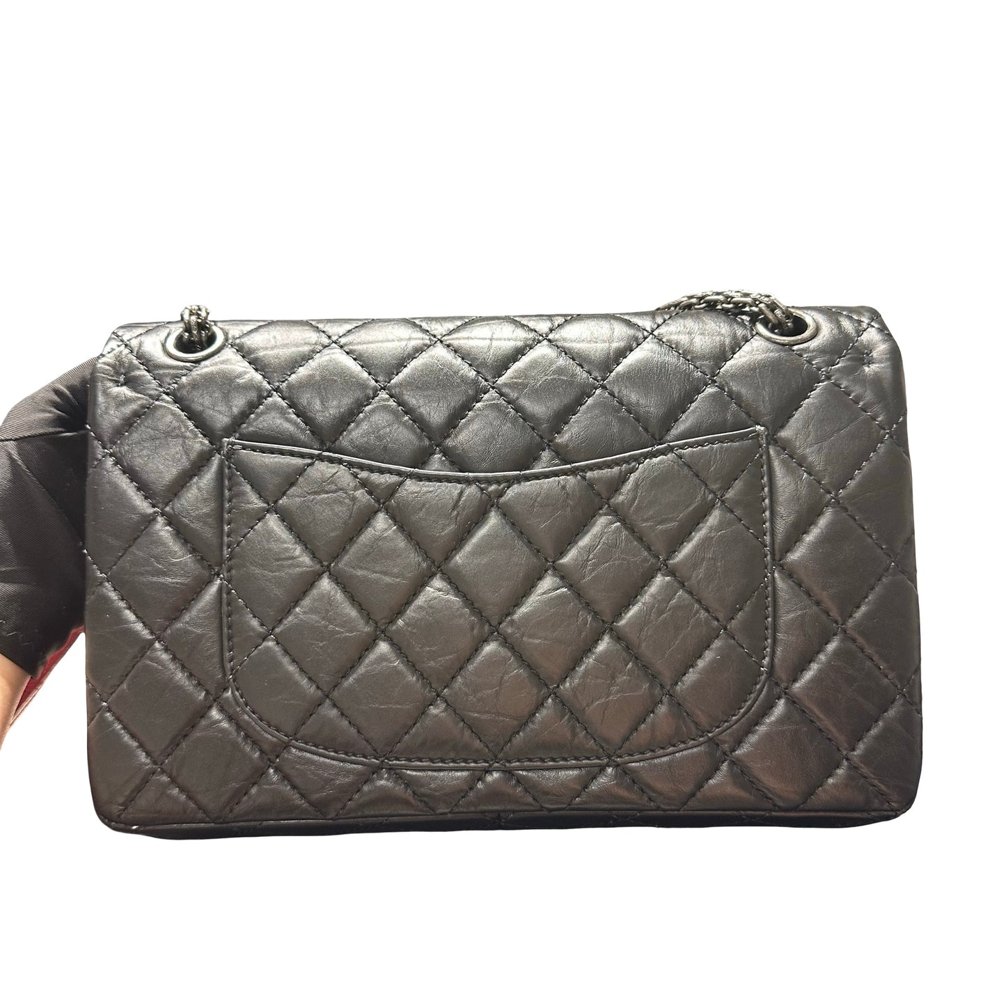 Used CHANEL Quilted Aged Calfskin 2.55 Reissue Flap Shoulder Bag Black，PHW