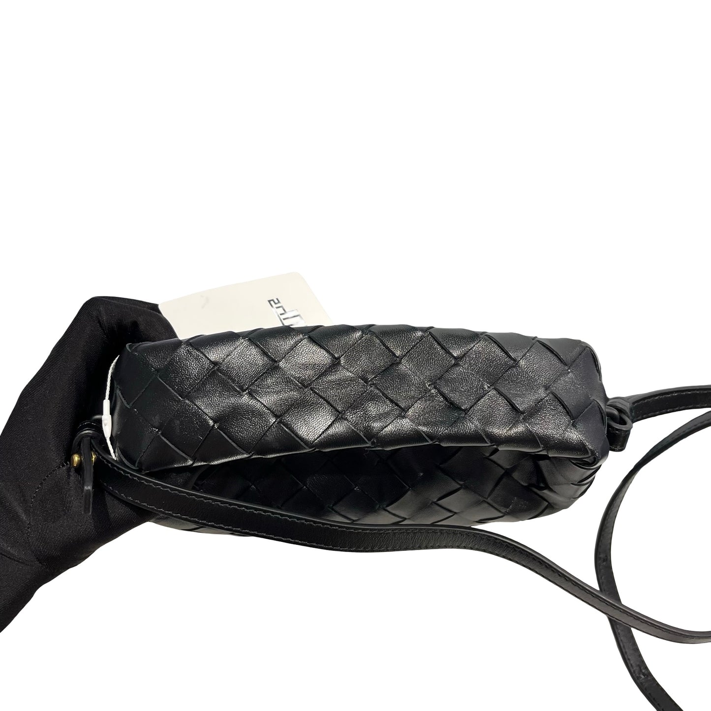 Used BOTTEGA VENETA Intrecciato Mini Wallace Shoulder Bag Black