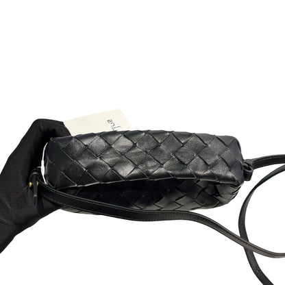 Used BOTTEGA VENETA Intrecciato Mini Wallace Shoulder Bag Black