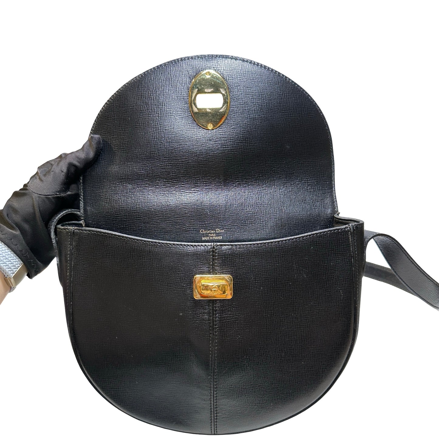 Used DIOR Epi Leather Vintage cross body Shoulder Bag Black GHW