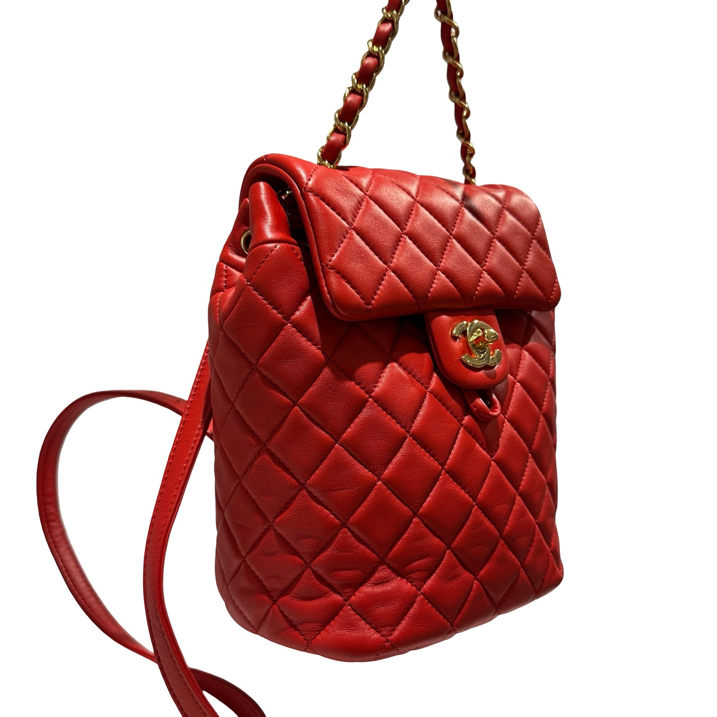 Used CHANEL Lambskin Urban Spirit Backpack Backpack Red