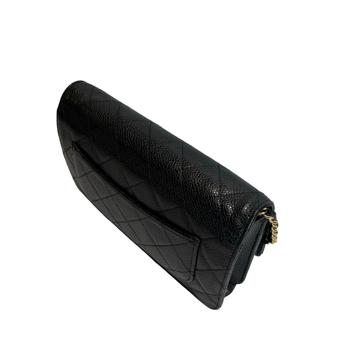 Used CHANEL Caviar Quilted Wallet on chain Wallet on chain Black Gold