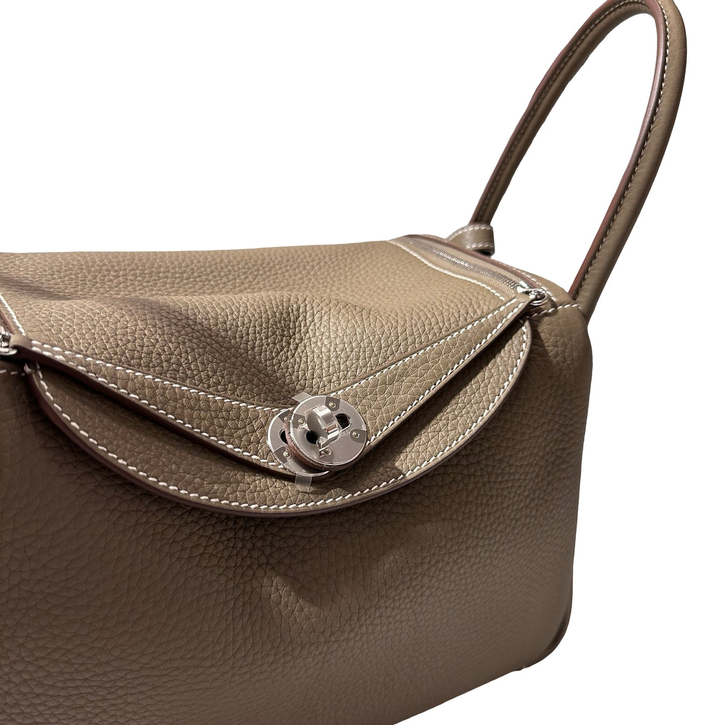 New HERMÈS Clemence leather Lindy 26 Shoulder Bag Etoupe PHW