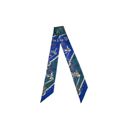 Used HERMES Silk Twilly Blue Teal