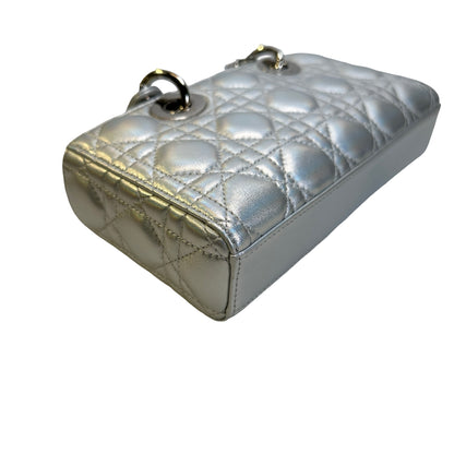 Used DIOR Cannage Lady D-Joy Handbag Silver