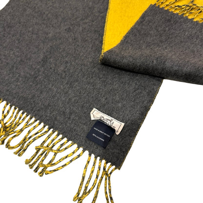 Used HERMES Solid Cashmere Muffler Scarf Yellow