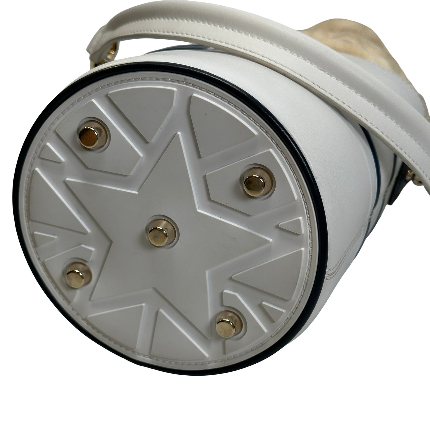 Used DIOR Leather Vibe Bucket Bag White Navy Blue