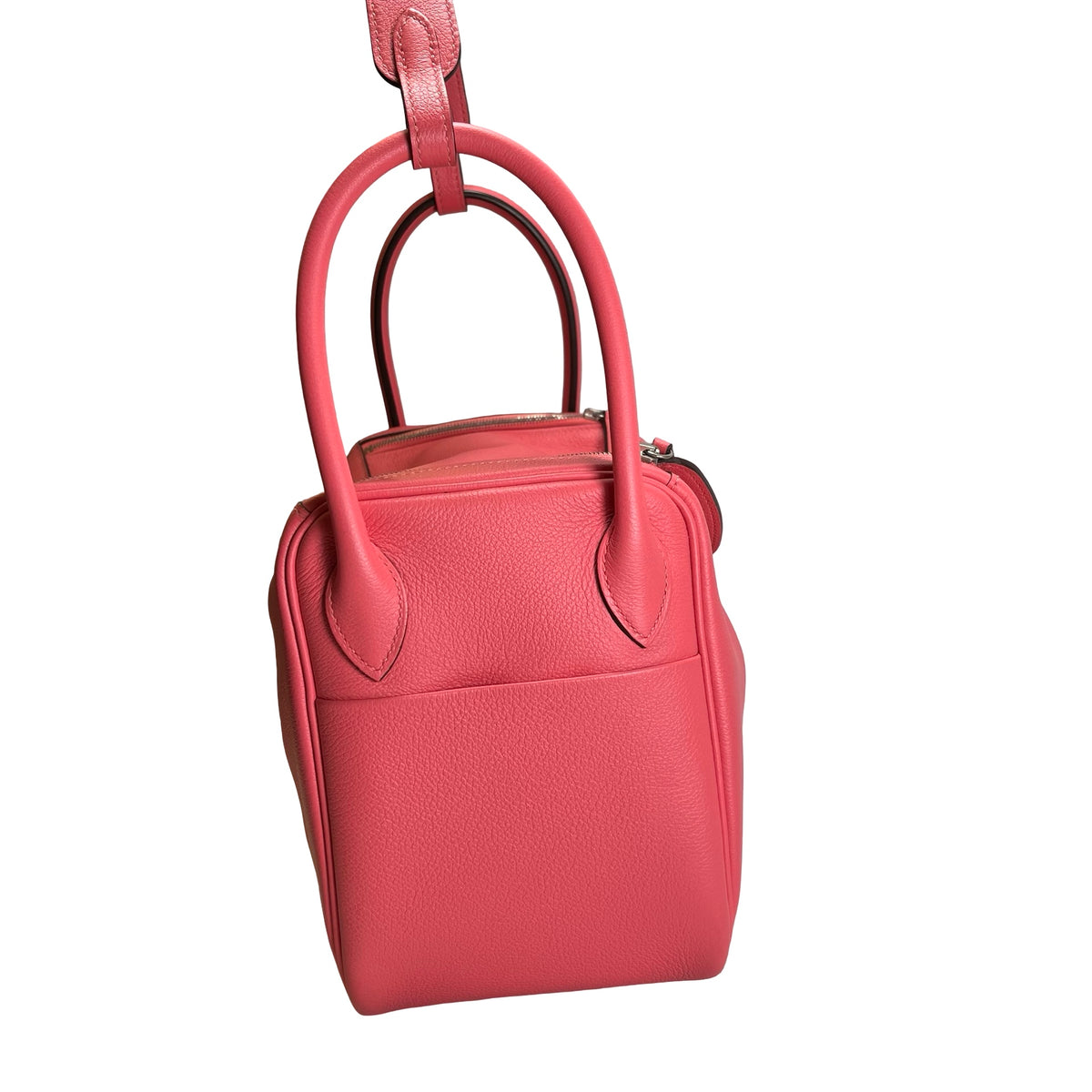 Used HERMES Leather Lindy Handbag Pink