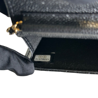 Used CHANEL Caviar Quilted Mini Flap Bag Chain Shoulder Bag Black Gold hardware