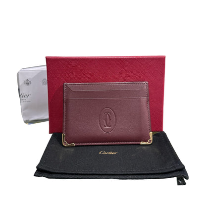 CARTIER Leather Must de Cartier Double Card case Burgundy