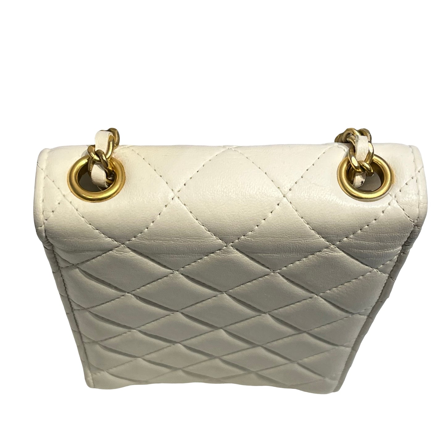 Used CHANEL Phone Holder Shoulder Bag White GHW