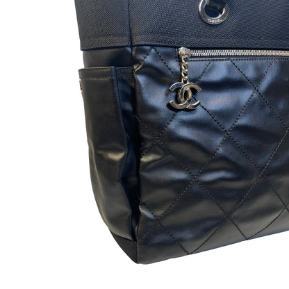 Used CHANEL Quilted Coated Canvas Paris Biarritz Tote Bag Black