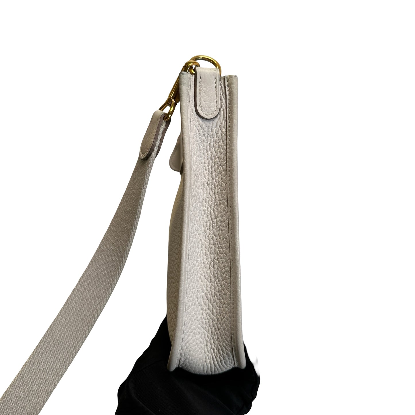 Used HERMES Clemence Leather Evelyne Cross body bag Craie