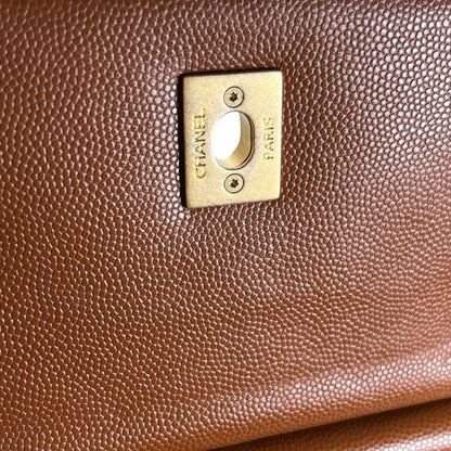 Used CHANEL Quilted Caviar 23A chain Backpack Shoulder Bag Brown