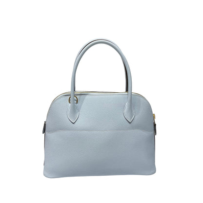 Used HERMÈS BOLIDE 27 Two Way Shoulder Bag Blue GHW