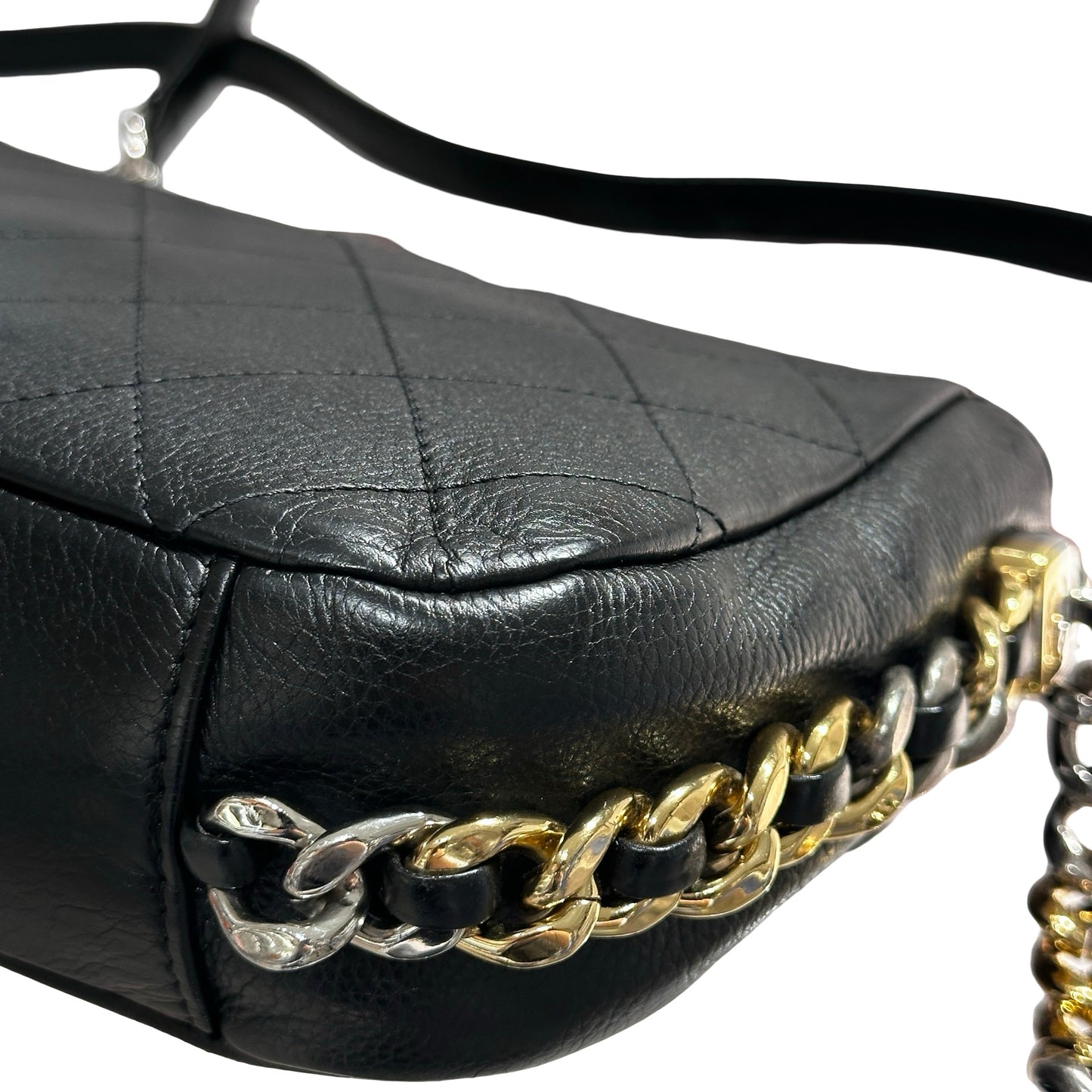 Used CHANEL Cross Body Bag Black GHW PHW