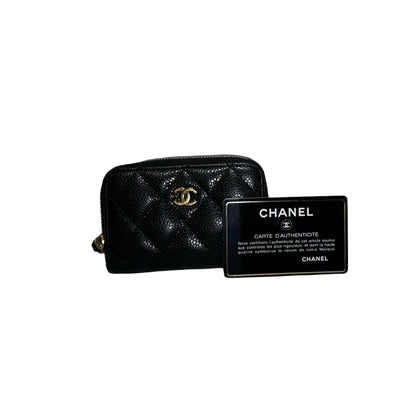 Used CHANEL Caviar Quilted Classic Zipped Coin Purse Coin Purse Black GHW
