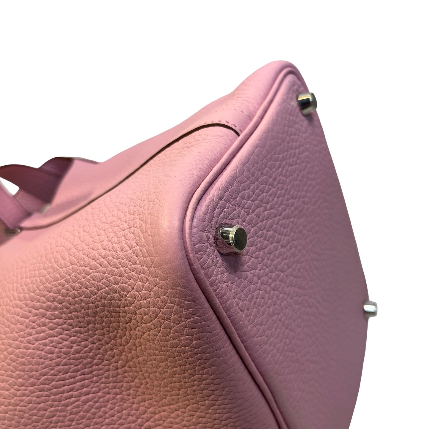 Used HERMES Leather Picotin Bucket Bag Pink