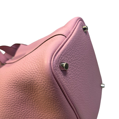 Used HERMES Leather Picotin Bucket Bag Pink