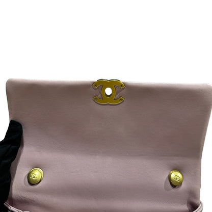 Used CHANEL Lambskin Cross Body Bag Pink GHW