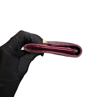 Used CHANEL Quilted Aged Calfskin 2.55 Flap Wallet Wallet Burgundy Metallic