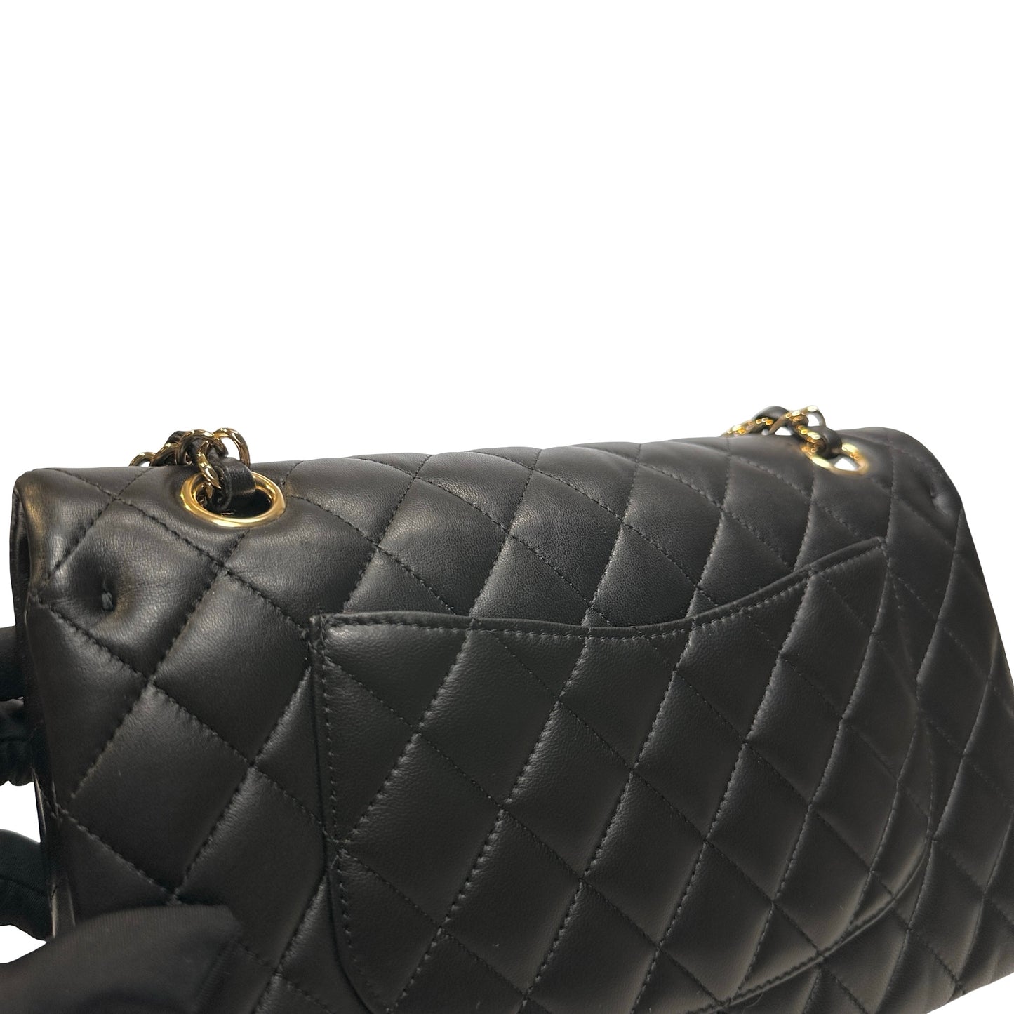 Used CHANEL Lambskin CF 25 Clambskin Chain Shoulder Bag Black