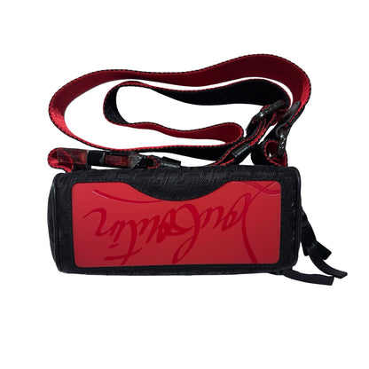 Used CHRISTIAN LOUBOUTIN Logo Textured ParisNYC Belt bag Black Red Silver