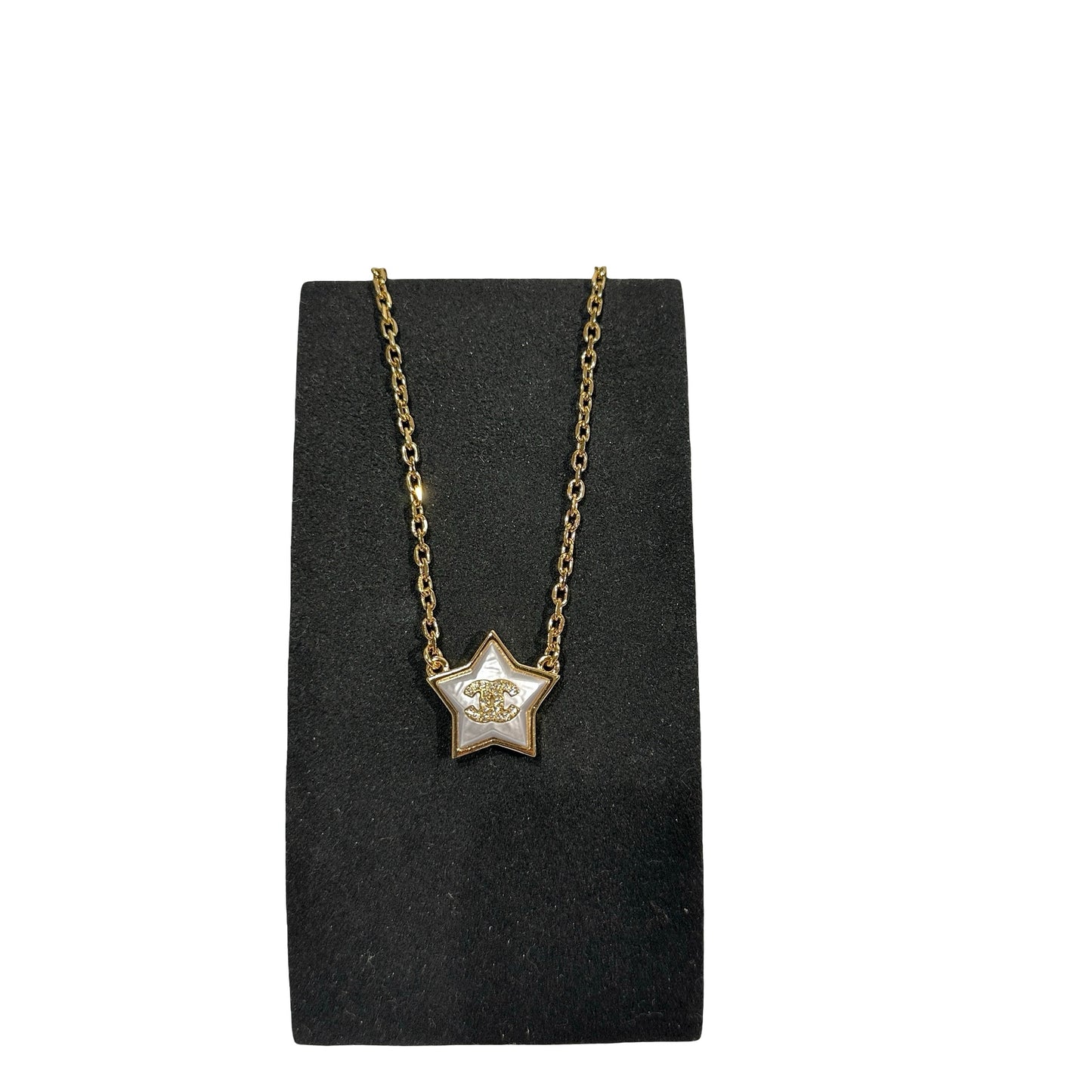 Used Chanel Star Pendant Necklace Accessories GHW White