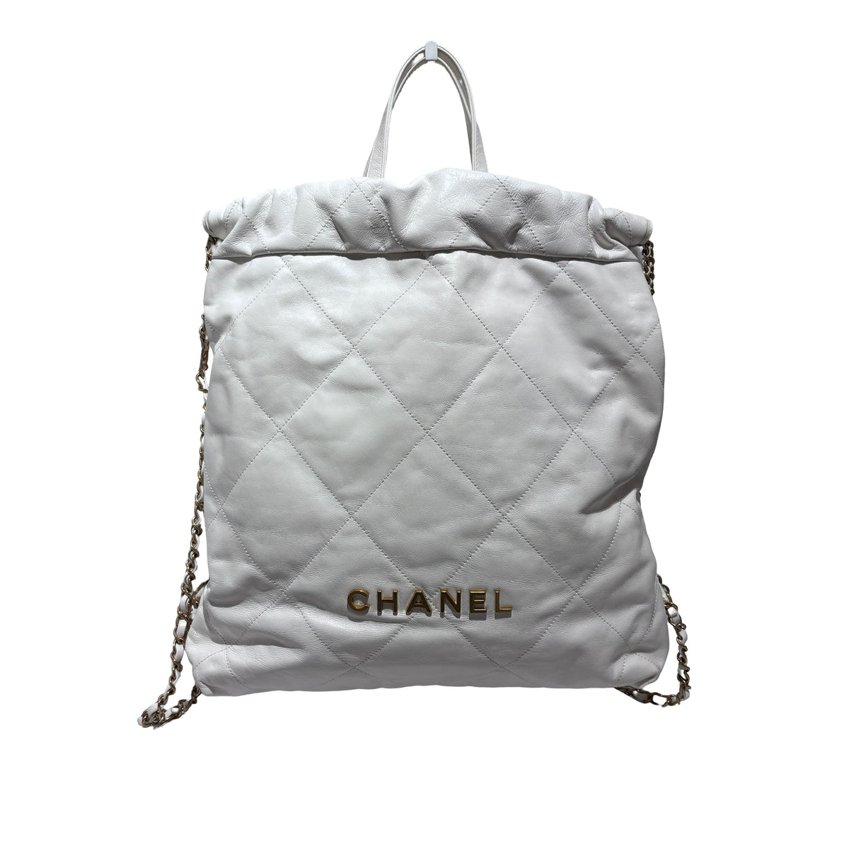 Used CHANEL Calfskin Medium 22 Backpack Backpack White