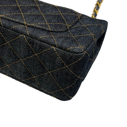 Unused Chanel Denim 20 Mini Flap Shoulder Bag Navy Blue GHW