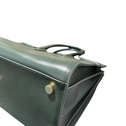 Used Saint Laurent Calfskin Leather Sac de Jour Tote Bag Green GHW