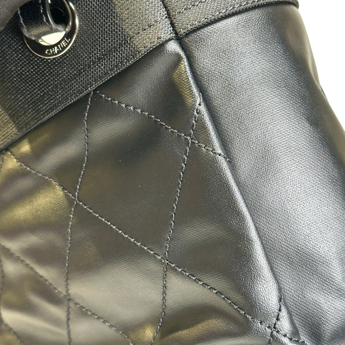 Used CHANEL Quilted Coated Canvas Vintage Tote Bag Tote Bag Black