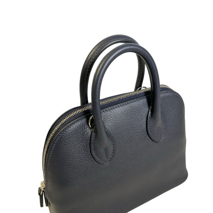 Used HERMES Leather Bolide Handbag Navy PHW