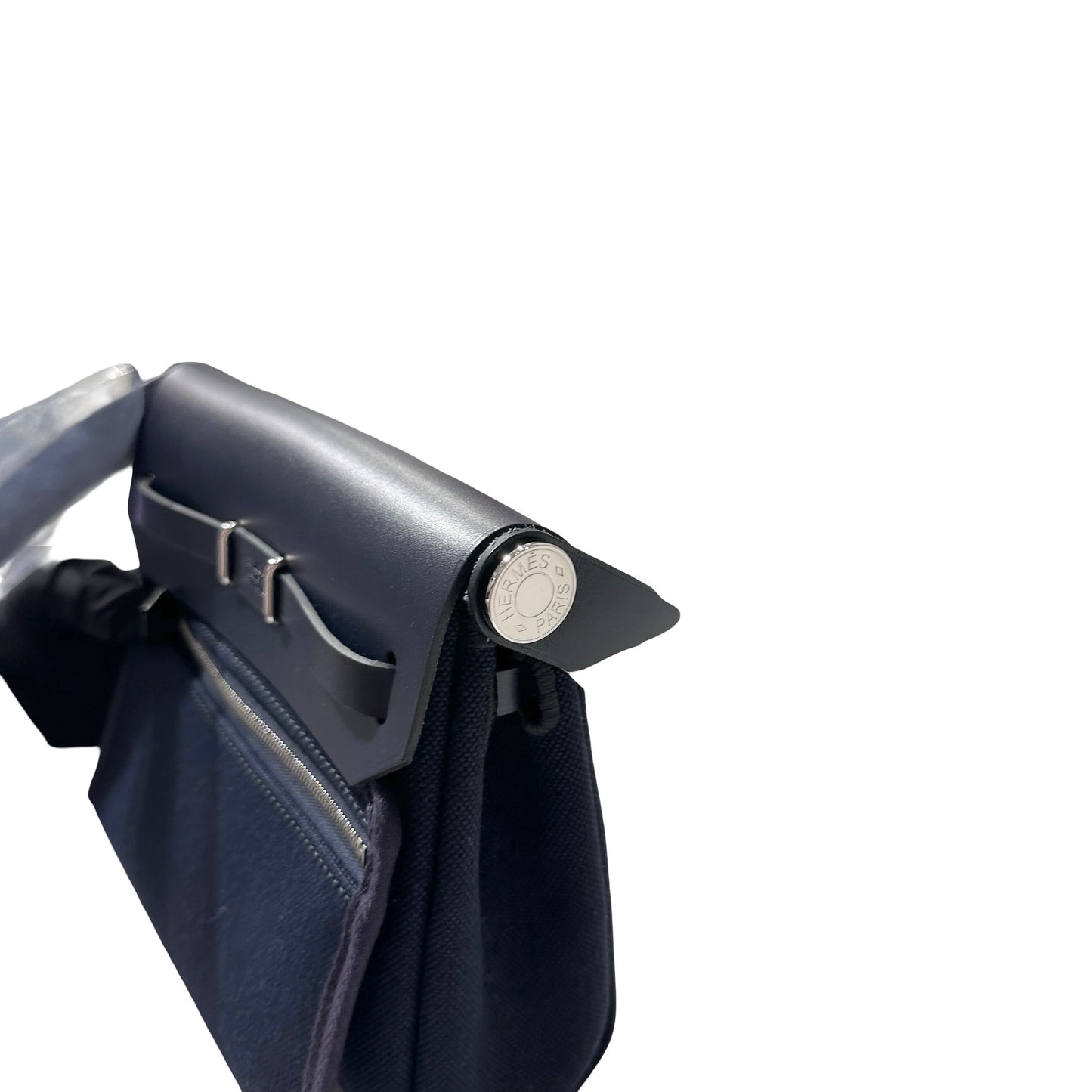 Used HERMÈS Canvas Mini Herbag Cross Body Bag Black PHW