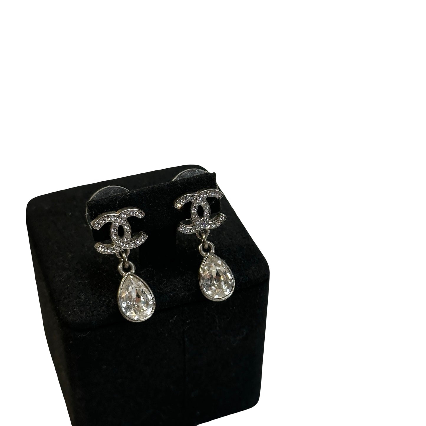 Used CHANEL CC Logo CC Pear Drop Earrings Earrings Silver