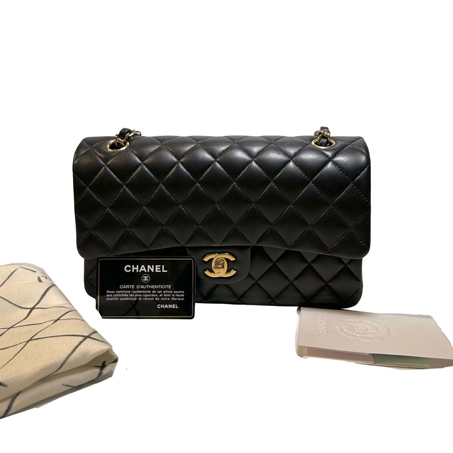 Used CHANEL Lambskin CF25 Shoulder Bag Black