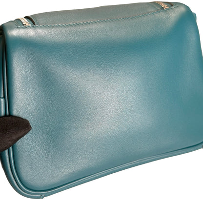 Used HERMES Leather Lindy Handbag Green