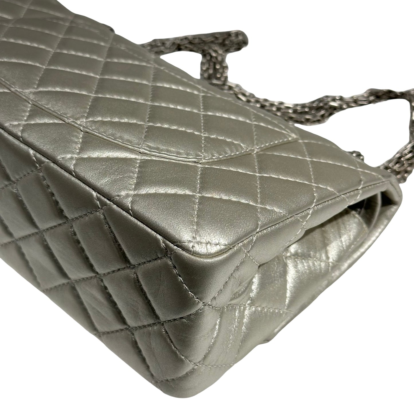 CHANEL SILVER PHW 2.55 DOUBLE FLAP BAG MEDIUM [3000275]
